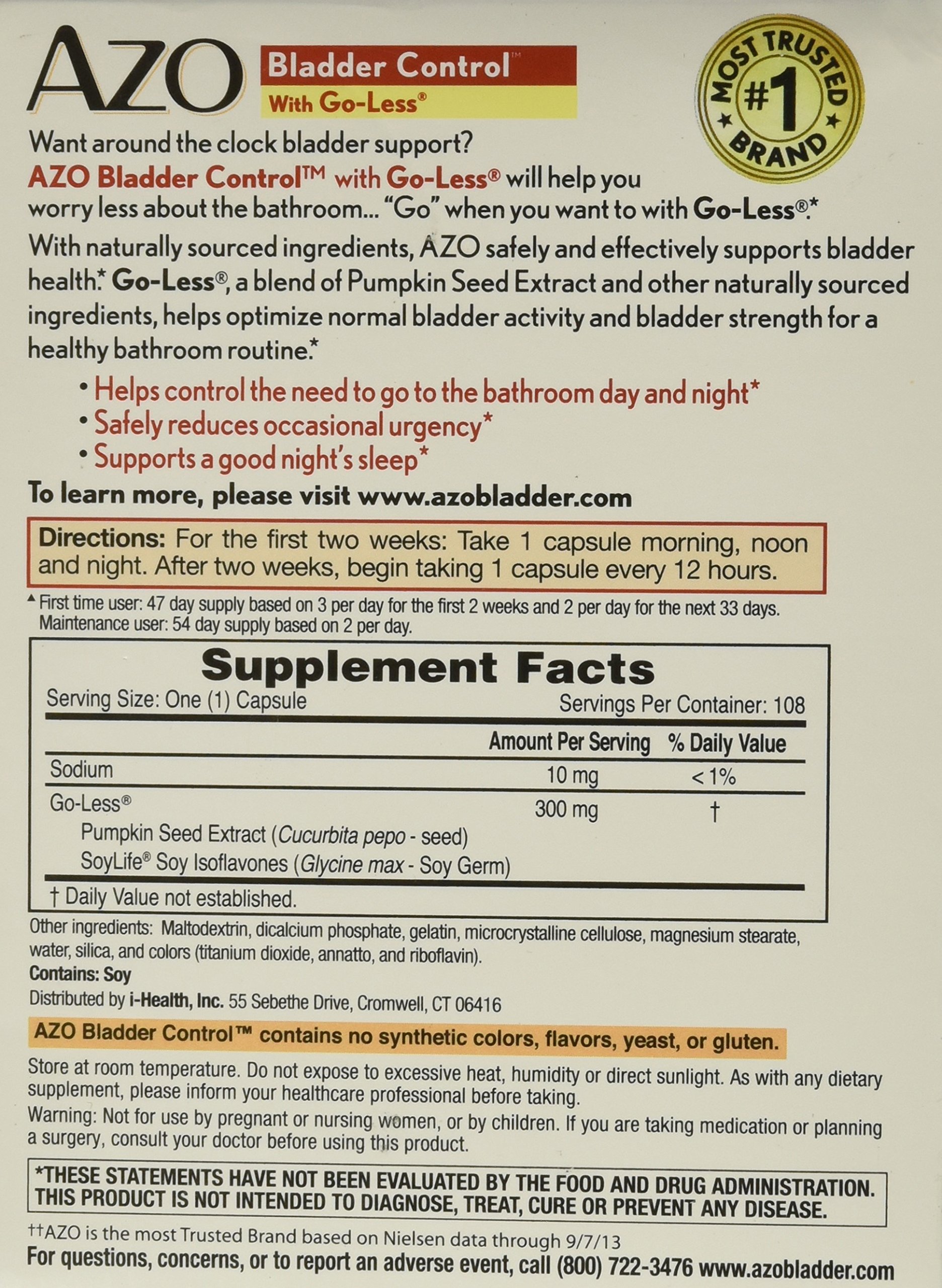 AZO Bladder Control 108 Capsules Buy Online in UAE. Hpc Products