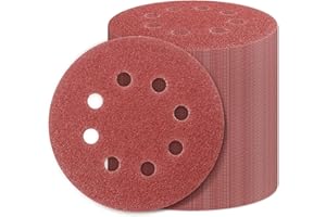 VFINE 100 PCS 5 Inch Sanding Disc 40 Grit, 8 Hole Sandpaper Hook and Loop Sanding Pads Round Orbital Sandpaper for Random Orbital Sander