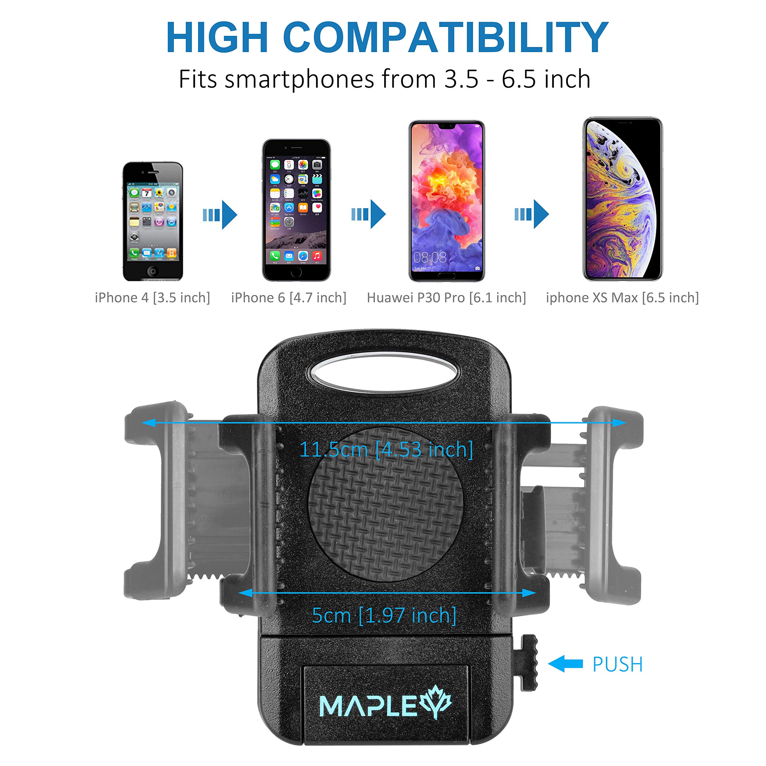 PREMIUM Bike Phone Holder Mount - Universal Mounts for Bicycle, Motorcycle, Motorbike, Moped, Scooter, Pram - All Handlebars & 360° - AntiShake & NonSlip - 3.5 to 6.5 Inch Smartphone - Waterproof