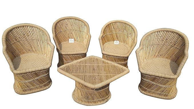 Ecowoodies Arbutus Garden Chair Outdoor Furniture Patio Indoor Outdoor Chair Table Set (4+1)
