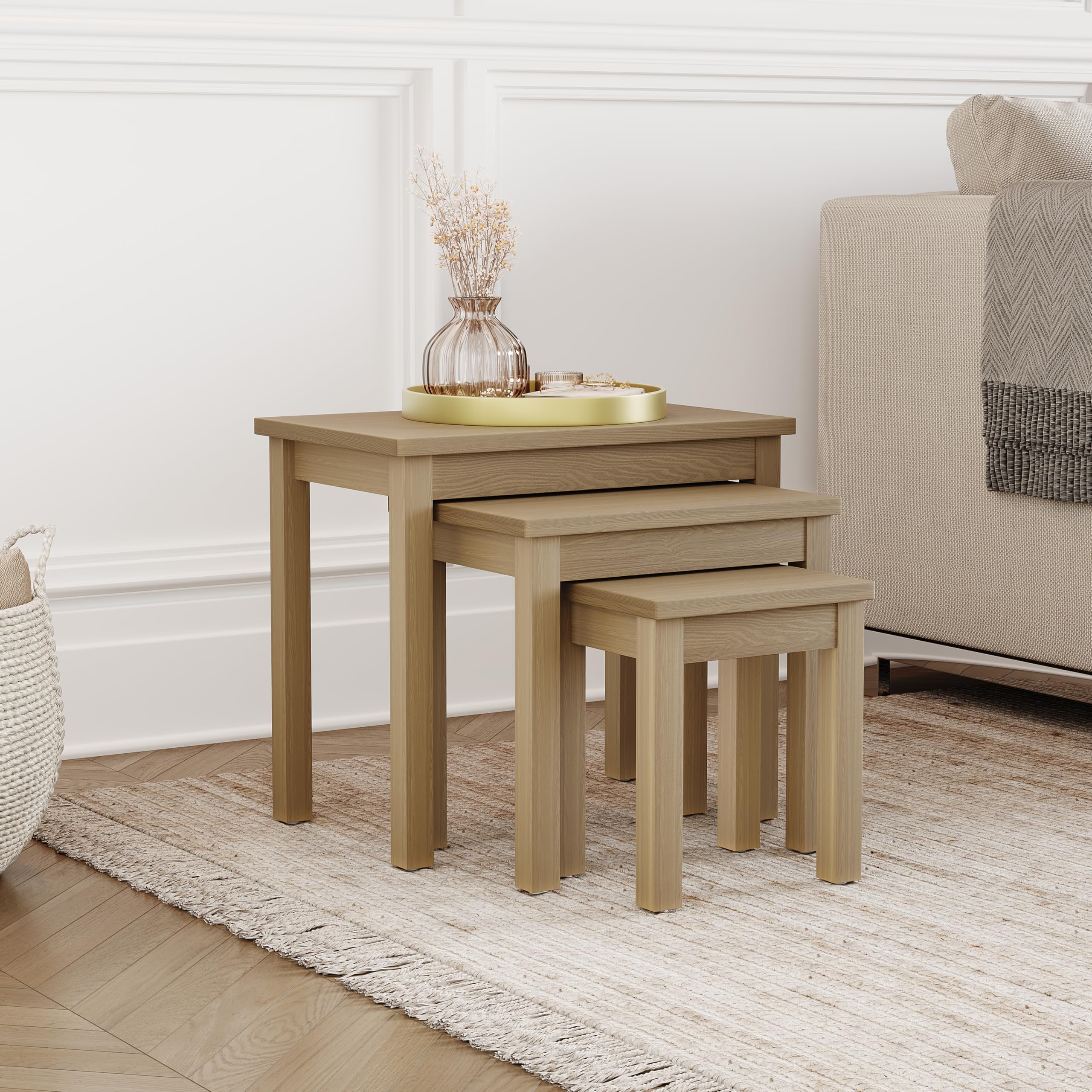 Vida Designs Oak Occasional Oakridge Nest Of Tables
