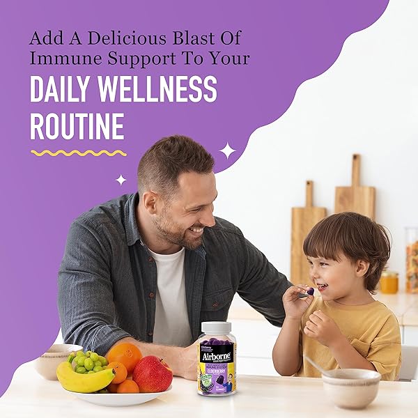 AIRBORNE ELDERBERRY + ZINC & VITAMIN C GUMMIES FOR ADULTS, IMMUNE SUPPORT VITAMIN D & ZINC GUMMIES WITH POWERFUL ANTIOXIDANT VITAMINS C D & E – 50 GUMMIES, ELDERBERRY FLAVOR