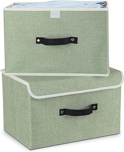 MEE'LIFE Aufbewahrungsboxen 2er-Set, Baumwollgewebe Faltbare