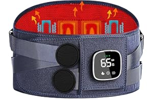 BURRKI Cordless Heating Pad with Massager for Back Pain Relief, HSA Eligible FSA, 47-60" Lower Back Heating Pad for Cramps with 3 Heat&Timer, 5 Vibration Back Brace Thanksgiving Christmas for Men Women