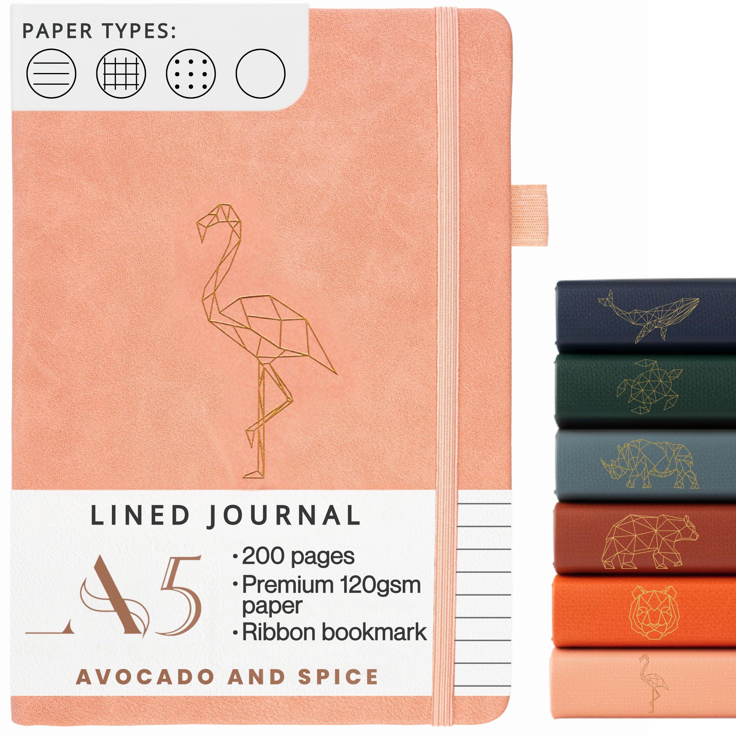 A5 Pink Notebook by Avocado and Spice® - Journals for Women - Cute Notebook Aesthetic Stationary Notebooks for Women - Aesthetic A5 Travel Journal - 200 Thick Pages (Pink, Lined)