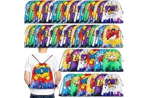 Kajaia Hero Party Favors Bags Comic Heroes Drawstring Backpacks Goodie Candy Gift Bags for Christmas Birthday Party Supplies(18 Pcs)