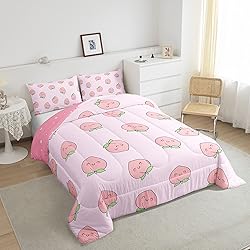 Cartoon Comforter Set Twin Size Pink Peach Bedding