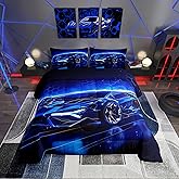 Feelyou Kids Boys Sports Car Comforter Set Twin Size Blue Race Car Comforter for Kids Teens Room Decor Extreme Sports Theme Bedding Set Cool Speed Luxury Car Decor Quilt Set Soft for All Season