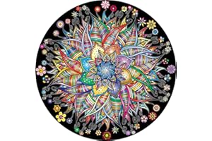 Bgraamiens Puzzle-Flower Whisper-1000 Pieces Round Puzzle Color Challenge Jigsaw Puzzles for Adults and Kids