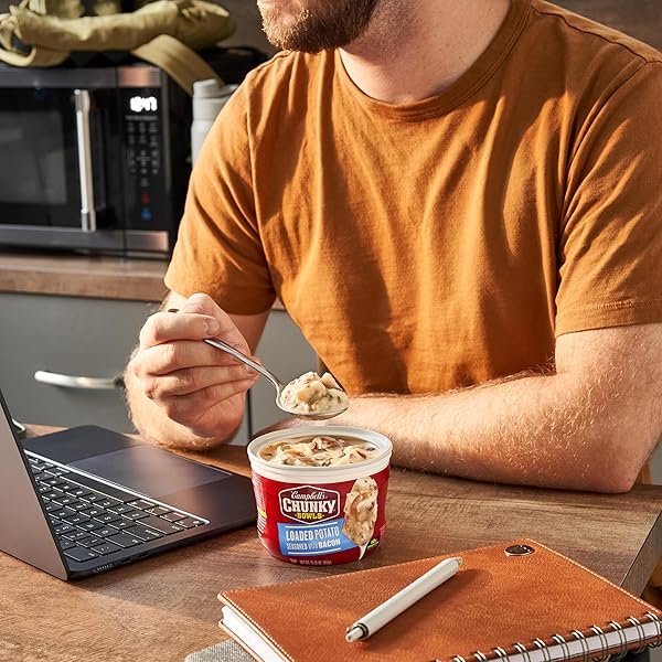 CAMPBELL’S CHUNKY SOUP, LOADED POTATO SEASONED WITH BACON, 15.25 OZ MICROWAVABLE BOWL