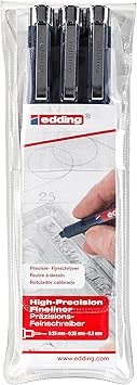 edding 4-1800-3 Faserzeichner, sortiert, 0.1 / 0.3 / 0.5 mm, schwarz