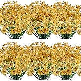 JEMONG 20 Bundles Artificial Flowers Outdoor UV Resistant Fake Flowers No Fade Faux Plastic Plants Garden Porch Window Box Decorating (Yellow)…