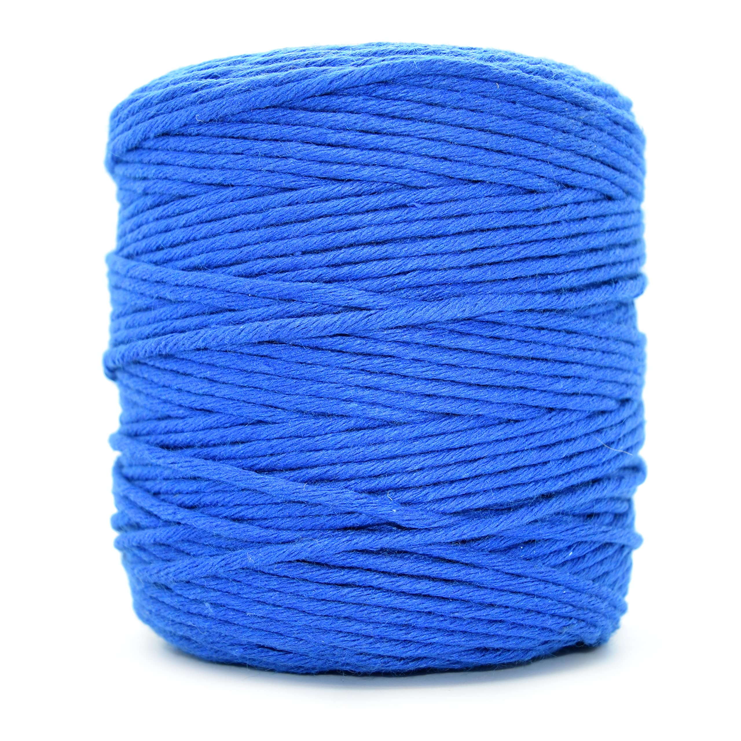 Premium Royal Blue Macrame Cord, 100 m / 328 ft of 5 mm Thick Natural Cotton Thread Yarn Macrame Rope for Wall Hangings, Plant Hangers, DIY Crafts, Home Decorations, Gift Wrapping (Reel)