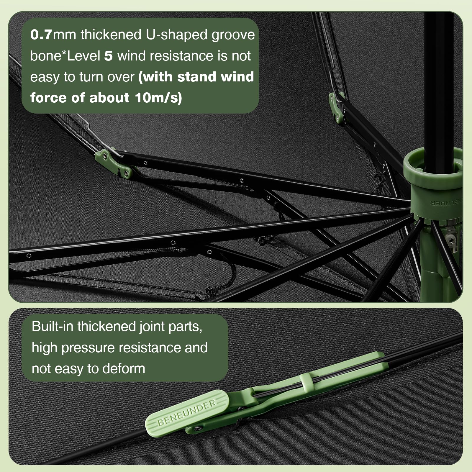 Beneunder Windproof Tri-fold Reverse Folding Umbrella - Lightweight Portable Travel Umbrella for Wind and Rain, Perfect for Car, Backpack, and On-the-GO
