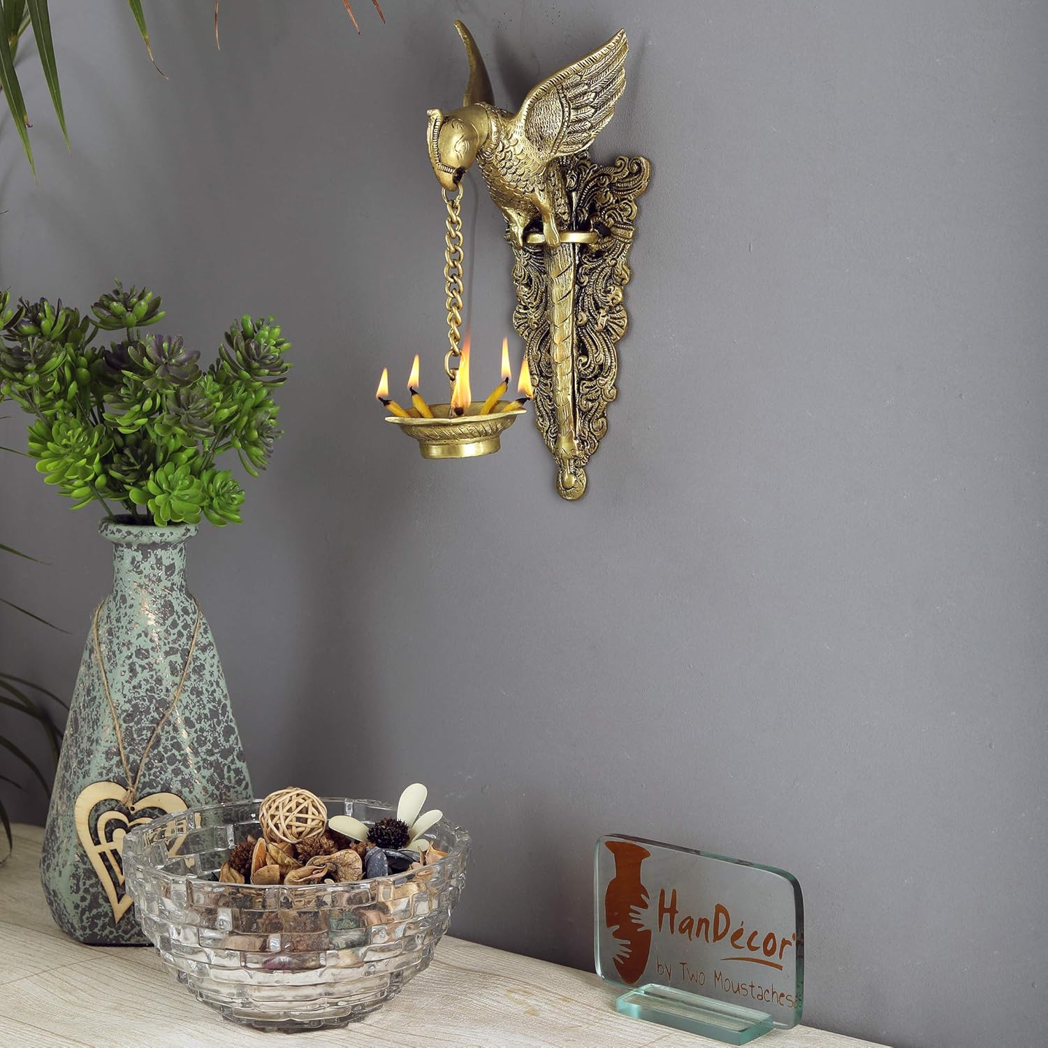 51 Unique Gift Ideas- Best Diwali Gifts- Exclusive Collection 28 Parrot Design Brass Wall Hanging Diya