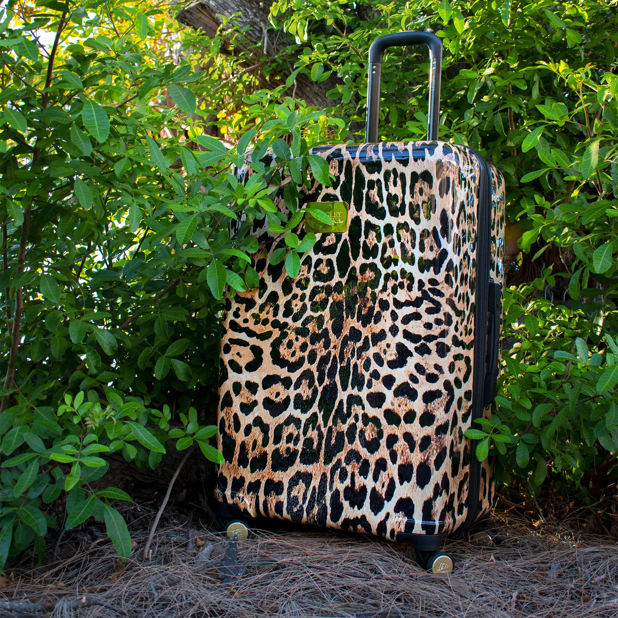 Badgley Mischka Leopard 3 Piece PC-ABS Expandable Luggage Set