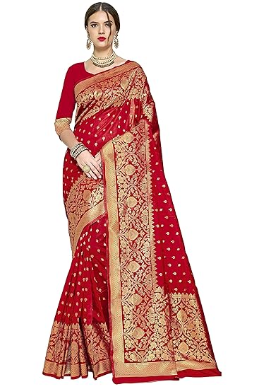 Womens Kanchipuram Art Silk Saree With Blouse Piece