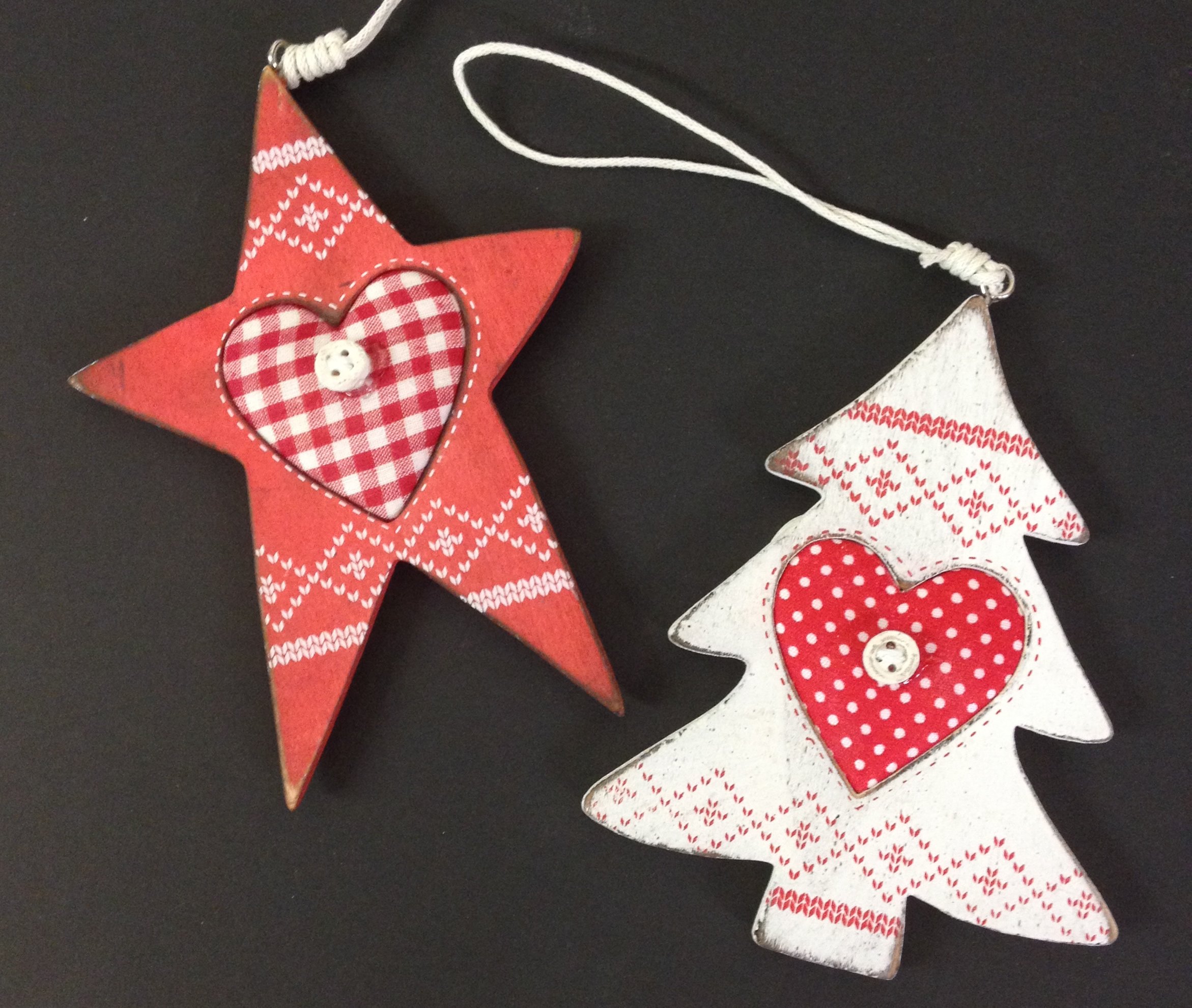 Mezzaluna Gifts Set of 2 Nordic Wooden Christmas Tree Ornaments (STAR TREE)