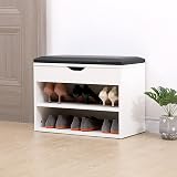 AVC Designs 60cm White Wooden Shoe Bench Storage Cabinet Organiser Seating view 3