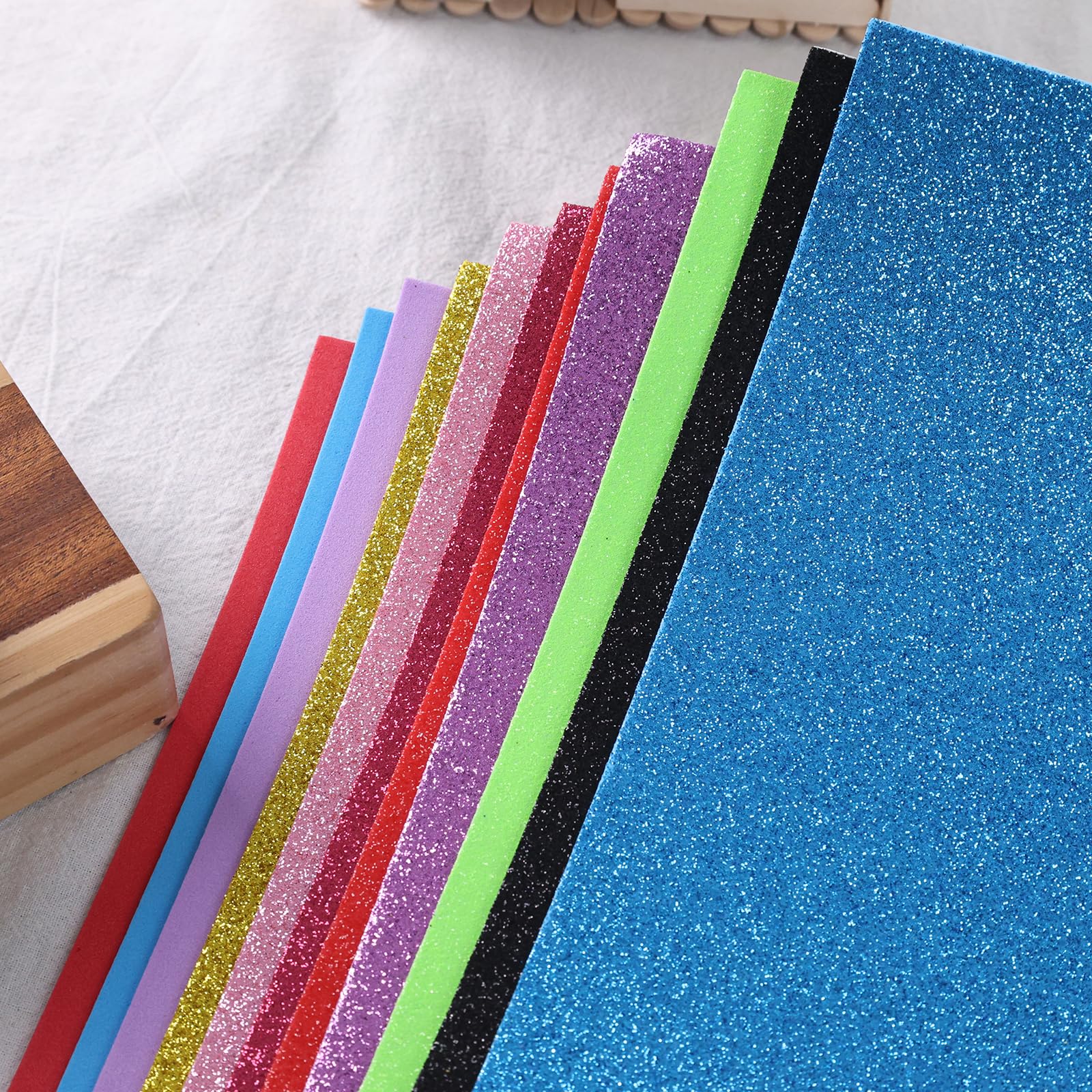 VGOODALL 30 Bögen Moosgummi Basteln A4, 2mm Bunt mit 5 Moosgummi Glitzer Schaumgummi Basteln Schaumstoff zum Basteln Moosgummi A4 für DIY Bastelarbeiten