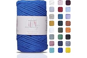 Makromecity, Single Strand Macrame Cord 3 mm x 100 Yards (300 feet) 3mm Single Strand Sax Blue Cotton Cord for Macrame Art & Crafts for Wall Hangings Recycled Cotton Cord Yarn DIY (Sax Blue, 1 Skein)