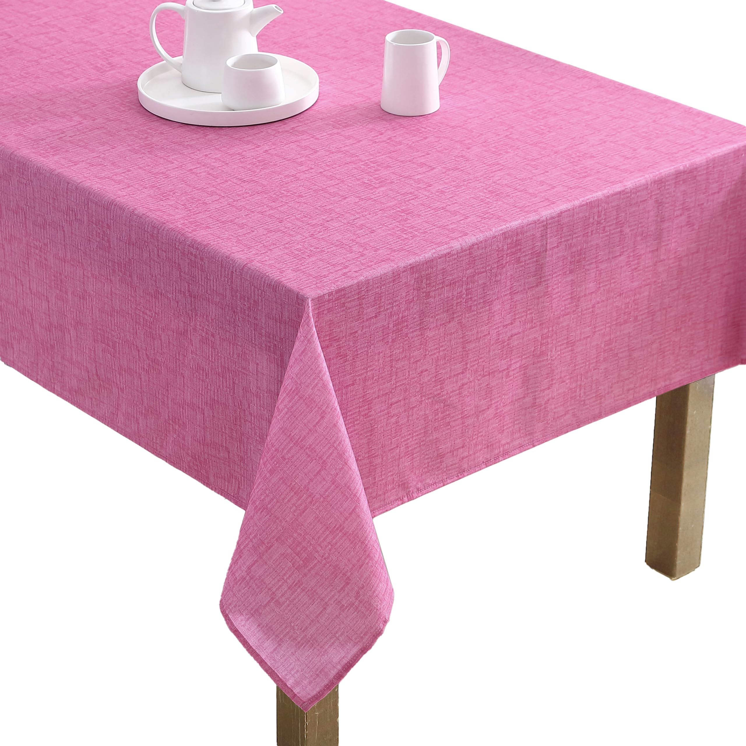 Laura Ashley Decorative Tablecloth, Wrinkle and Stain Resistant, Spillproof Water Repellent, Easy Care Washable Polyester Fabric for Dining, Kitchen, Holiday and Party, 60″ x 84″, Magenta
