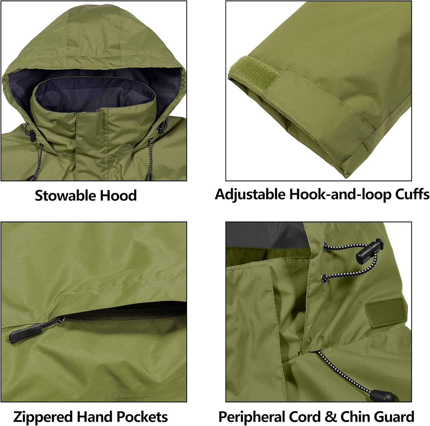 Little Donkey Andy Men's Waterproof Rain Jacket Outdoor Lightweight Rain Shell Coat for Hiking, Travel: Clothing