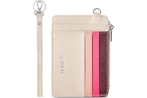 SEAVILIA Small Wallet for Women Slim Wristlet Keychain Wallets RFID Credit Card Holder With Zipper Pocket, ID Window (Rainbow Pink)