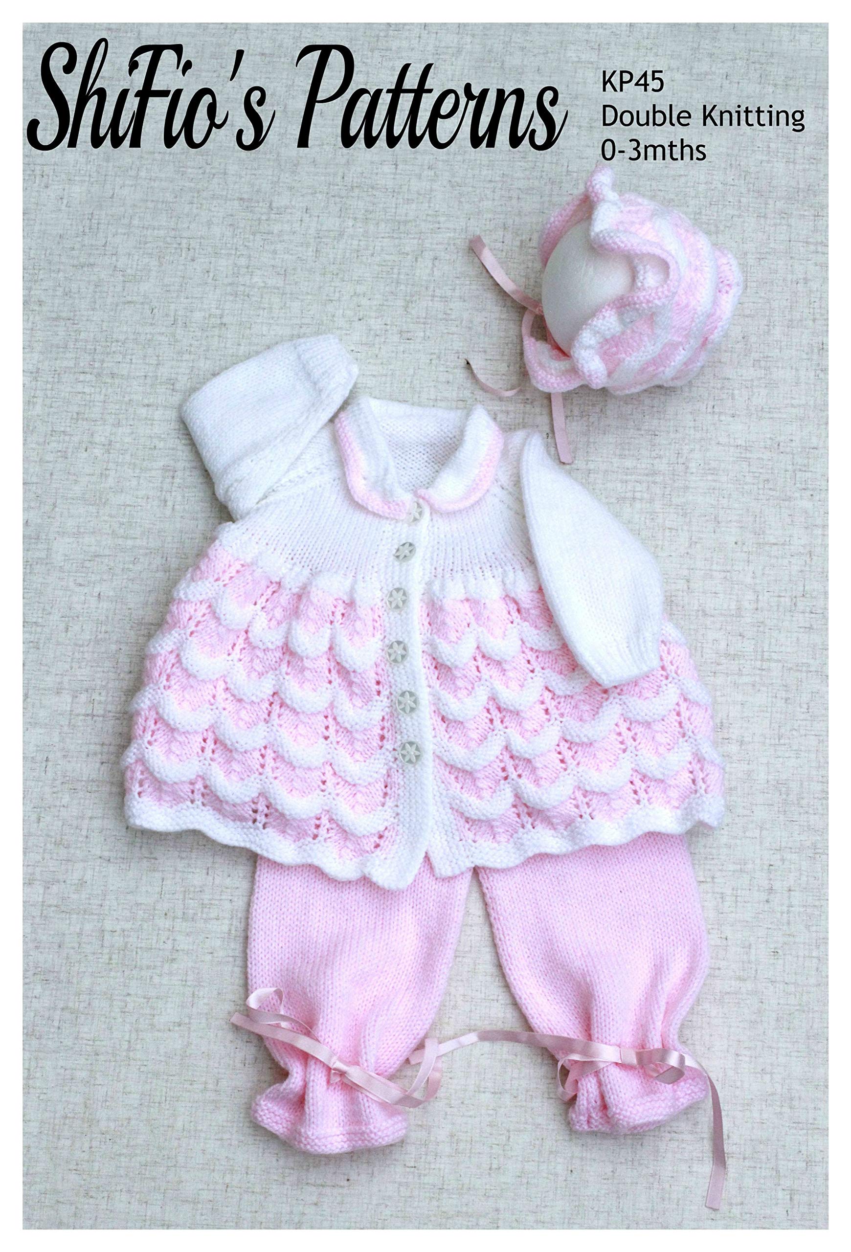 Knitting Pattern for Baby Jacket, Bonnet and Trousers - Double Knitting for 0-3 Months - DK Yarn - KP45