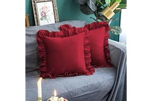 AYANSHI BEDDING Microfiber Ruffle Pillow Shams Set of 2, 26X26 - Solid Ruffled Fringe Design Pillow Covers 26X26 Soft & Breathable - Unique Collection Decorative Pillow Cases 26X26 - Burgundy