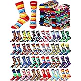 Shinymoon 24 Pairs Funny Socks Bulk Fancy Novelty Pattern Socks for Women Men Girls Holiday Gifts