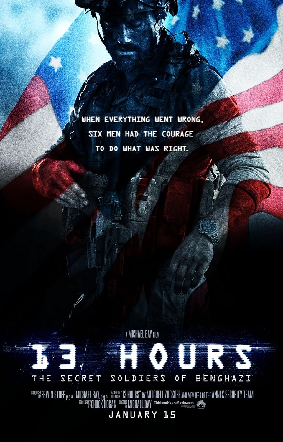 13 Hours: The Secret Soldiers of Benghazi - Movie Poster (2016), Size 24 x 36" Inches , Glossy Photo Paper (Thick 8mil) - John Krasinski, James Badge Dale