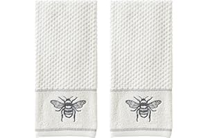 SKL Home Farmhouse Bee Hand Towel Set, White 16x25
