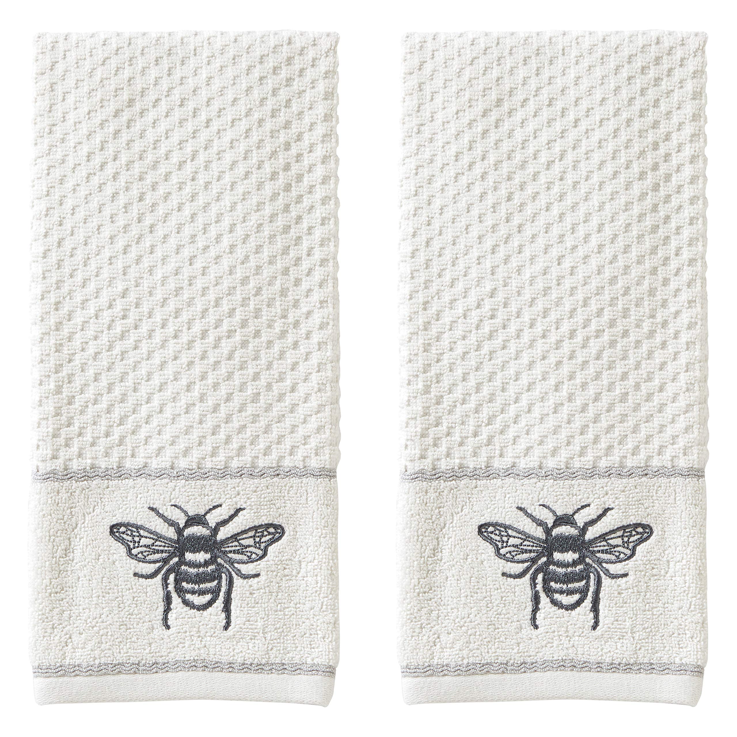 SKL Home Farmhouse Bee Hand Towel Set, White,16x25