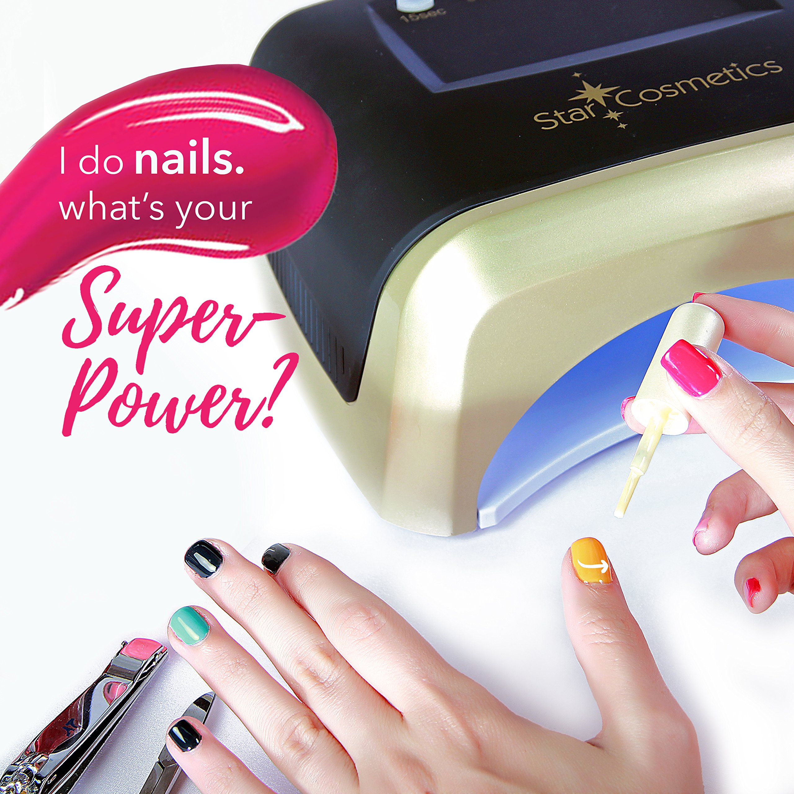 4 Week MANI/Pedi 60W UV Light LED Nail Dryer Curing Lamp by STARCosmetics | Rapidly Dries Gel Nail Fingernails & Toes Rock Hard & Chip Proof for 3 to 4 Weeks | Auto Sensing 15.30.60.90 Sec Timers