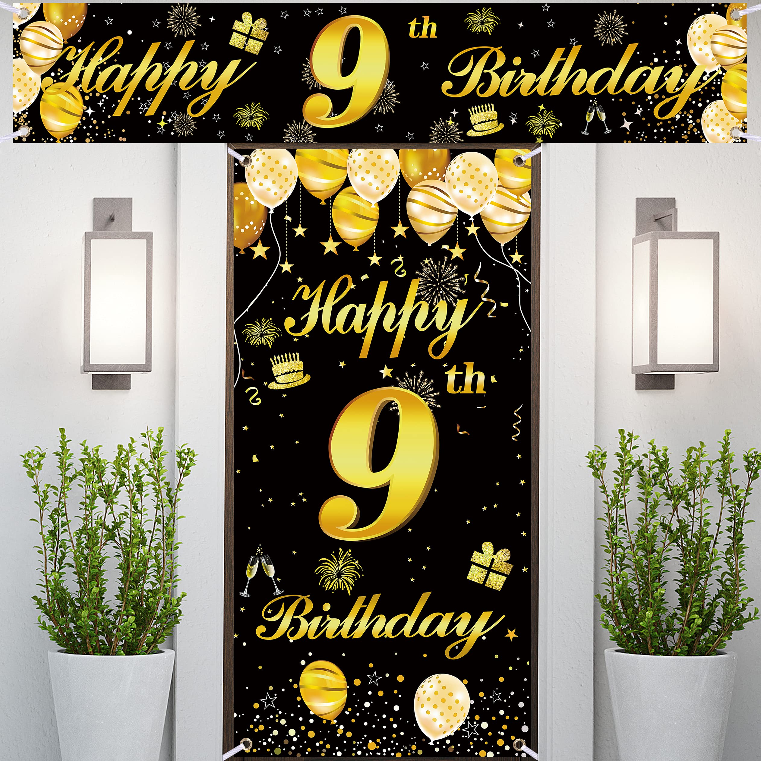9th Happy Birthday Door Banner IMISI Birthday Decorations Birthday Backdrop Decorations for a Party