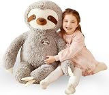 IKASA Large Sloth Stuffed Animal 78cm Grey Soft Plush Toy