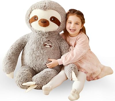IKASA Large Sloth Stuffed Animal 78cm Grey Soft Plush Toy