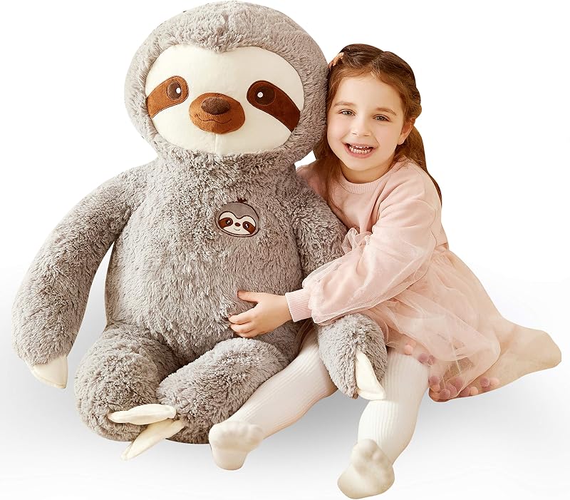 IKASA Large Sloth Stuffed Animal 78cm Grey Soft Plush Toy