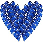 Micomon 50pcs 1.2-Inch Mini Ribbon Bows for Crafts Small Gold Edge Blue Ribbon Bows Christmas Decoration Embalishement(Blue)
