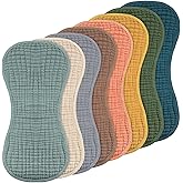 Frienda 8 Pack Muslin Burp Cloths for Baby Large 20 x 10 Inch Cotton Burp Rags for Spit up Drool Absorbent Soft Multicolor Wash Cloths Diapers for Newborn Girl Boy Essential Shower Gift(Vivid Color)
