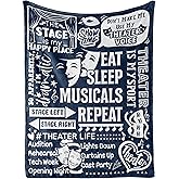 Huglanket Theater Gifts Blanket Throw - Gift for Broadway Theatre Lovers Girls Boys Women - Eat Sleep Musicals Repeat - 50" x 65", Blue