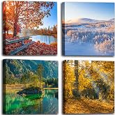 OKEXCKK Four Seasons Wall Art Nature Landscape Canvas Prints Picture Rustic Decor 12"x12"