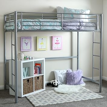 Amazon Com Twin Size Metal Loft Bed Under Bed Storage