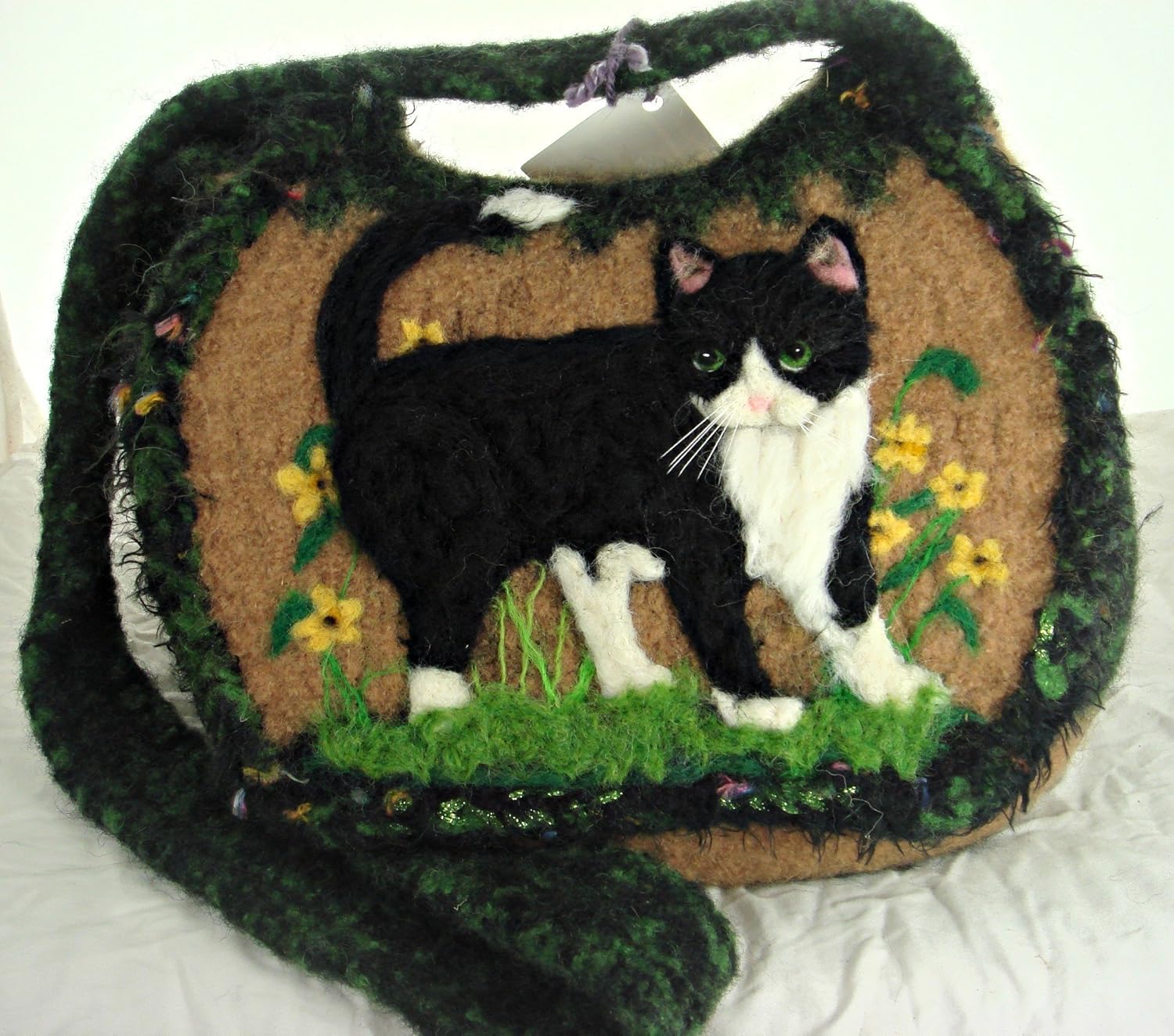 Amazon Com Cat Felted Purse Felted Handbag Tuxedo Cat Portrait