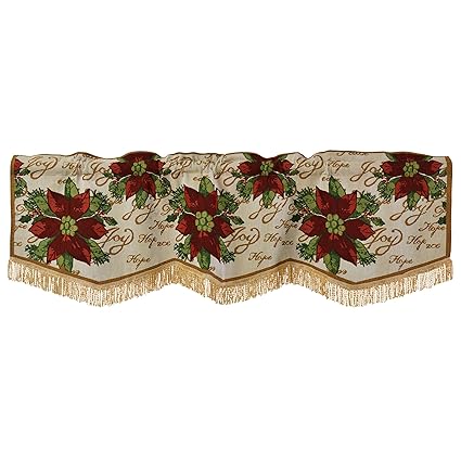 Violet Linen Decorative Christmas Tapestry Window Valance, 60 x 15