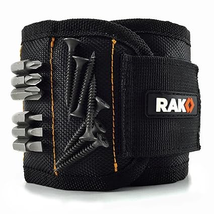 RAK Magnetic Wristband (1 Pack) with Strong Magnets for Holding Screws, Nails, Drill Bits - Best Unique Tool Gift for DIY Handyman, Father/Dad, Husband, Boyfriend, Men, Women (Black)
