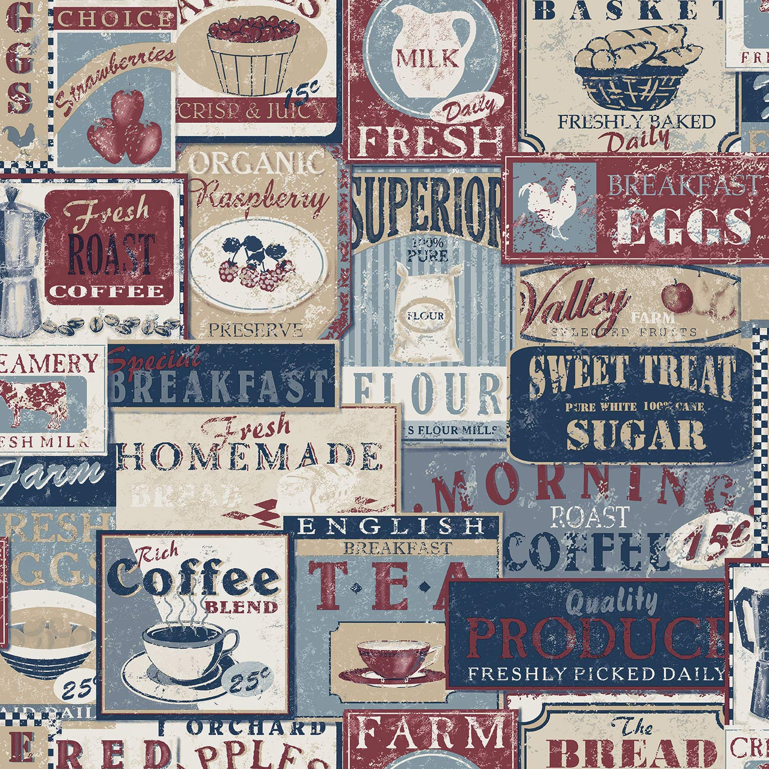 Galerie G12299 Kitchen Recipes Wallpaper, Blue