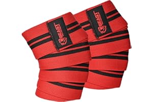 Beast Power Gear Knee Wraps (Pair) for Squats with Fastening Support, Powerlifting, Weightlifting, Cross Training, Leg Press,- Flexible 78” 98” Knee Wraps for Squatting - Men & Women