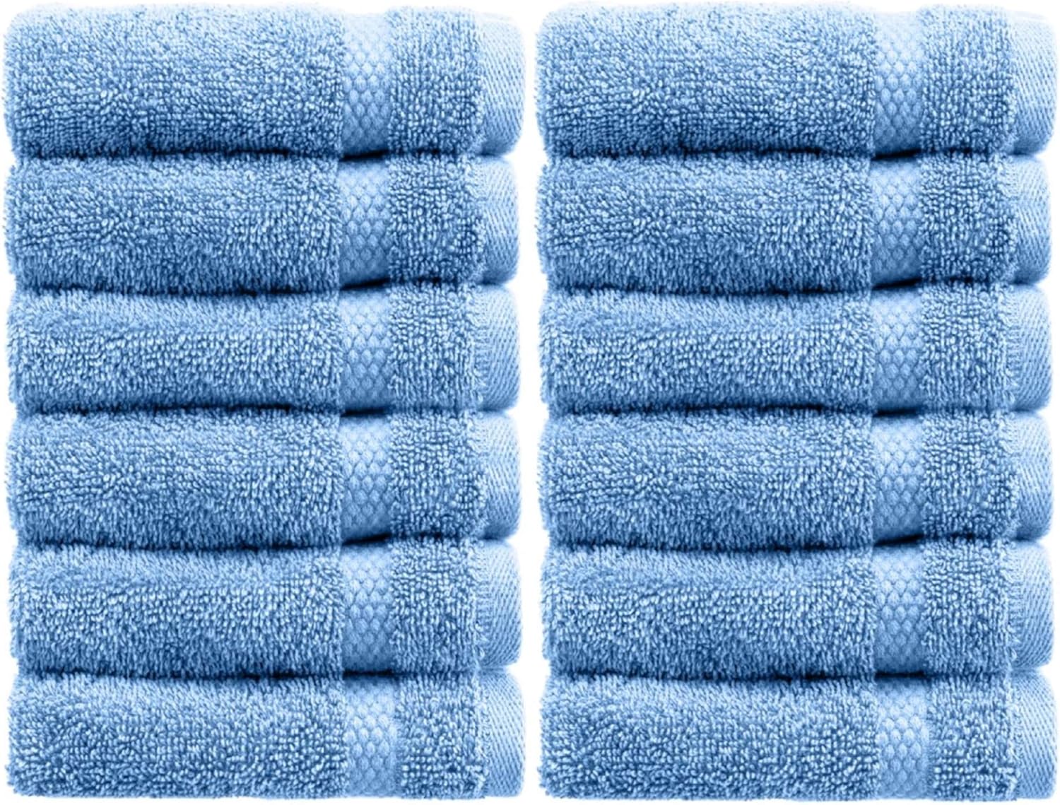 WhiteClassic Luxury Cotton Washcloths - Large Hotel Spa Bathroom Face Towel | 12 Pack | White: Home & Kitchen
